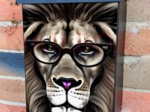 Lion with Eyeglasses Colonial Mailbox Cover