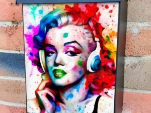 Marilyn Monroe with Headphones Colonial Mailbox Cover