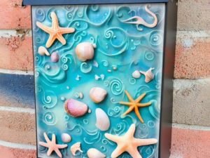Seashells and Starfish Colonial Mailbox Cover