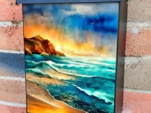 Rainy Day on the Beach Colonial Mailbox Cover