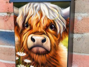Young Highland Cow Colonial Mailbox Cover