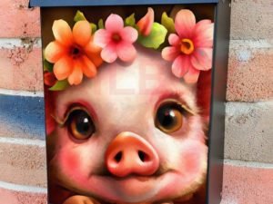 Piglet with Flowers Colonial Mailbox Cover