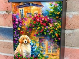 Goldie in the Cottage Garden Colonial Mailbox Cover