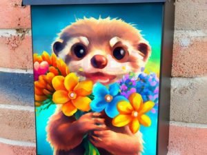Adorable Otter with Flowers Colonial Mailbox Cover