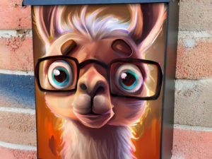 Surprised Llama Face Colonial Mailbox Cover