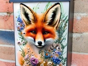 Springtime Fox with Flowers Colonial Mailbox Cover
