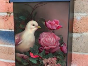 White Dove and Roses Colonial Mailbox Cover