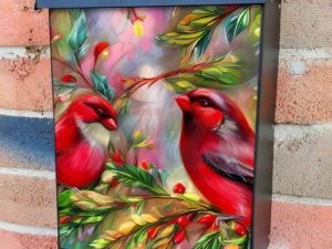 Beautiful Red Orioles #2 Colonial Mailbox Cover