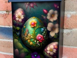 Painted Easter Eggs and Flowers #1 Colonial Mailbox Cover