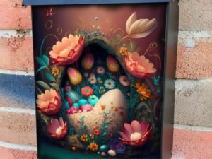 Painted Easter Eggs and Flowers #3 Colonial Mailbox Cover