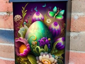 Painted Easter Eggs and Flowers #4 Colonial Mailbox Cover