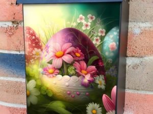 Painted Easter Eggs and Flowers #5 Colonial Mailbox Cover