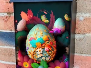 Painted Easter Eggs and Flowers #7 Colonial Mailbox Cover