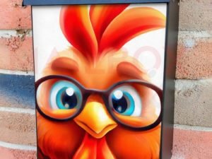 Cute Rooster with Eyeglasses Colonial Mailbox Cover