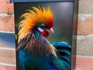 Pretty Colorful Rooster #2 Colonial Mailbox Cover