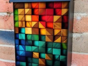 Colorful Wood Blocks Colonial Mailbox Cover