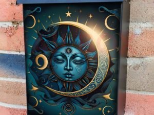 Celestial Sun and Moon Colonial Mailbox Cover