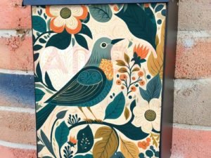 Vintage Folk Bird and Flowers #1 Colonial Mailbox Cover