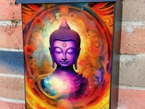 Colorful Buddha Statue Colonial Mailbox Cover