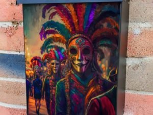 Mardi Gras Carnival #1 Colonial Mailbox Cover