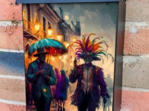 Mardi Gras Carnival #3 Colonial Mailbox Cover