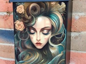 Beautiful Blue Hair Girl Colonial Mailbox Cover