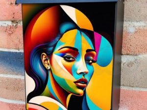 Colorful Art Nouveau Girl Colonial Mailbox Cover
