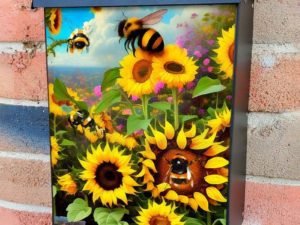 Bumblebees and Sunflowers #3 Colonial Mailbox Cover
