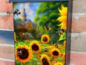 Bumblebees and Sunflowers #5 Colonial Mailbox Cover