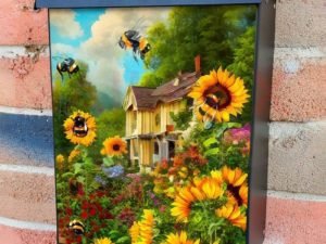 Bumblebees and Sunflowers #6 Colonial Mailbox Cover