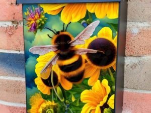 Bumblebees and Sunflowers #7 Colonial Mailbox Cover