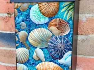 Seashells Mosaic Design Colonial Mailbox Cover