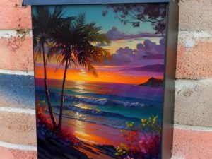 Beautiful Tropical Beach Sunset #1 Colonial Mailbox Cover