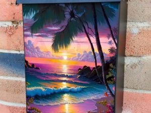 Beautiful Tropical Beach Sunset #2 Colonial Mailbox Cover