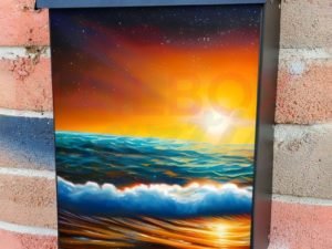 Orange Sunset over the Beach Colonial Mailbox Cover