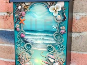 Seashells and Sea Design Colonial Mailbox Cover
