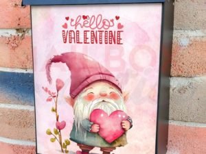 Valentine's Gnome Holding Heart Colonial Mailbox Cover