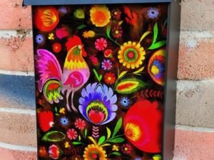 Hungarian Folk Rooster Design Colonial Mailbox Cover