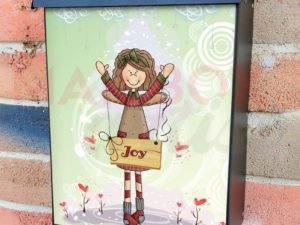 Cute Angel with a Sign - Joy Colonial Mailbox Cover