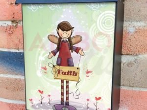 Cute Angel with a Sign - Faith Colonial Mailbox Cover