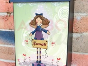 Cute Angel with a Sign - Laugh Colonial Mailbox Cover