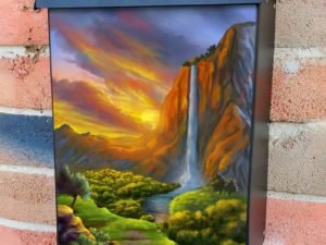 Waterfall in the Sunset Colonial Mailbox Cover