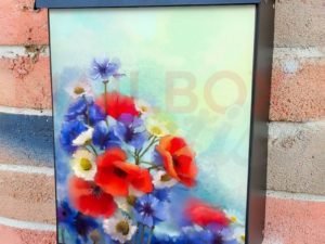 Blue Red and White Garden Flowers Colonial Mailbox Cover