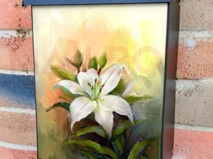 Delicate White Lily Flower Colonial Mailbox Cover