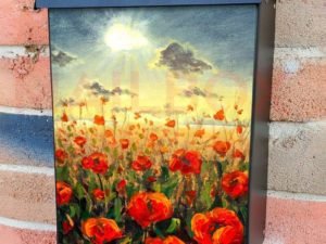 Beautiful Poppy Field Colonial Mailbox Cover
