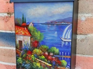 Cute Mediterranean Seaside Town Colonial Mailbox Cover