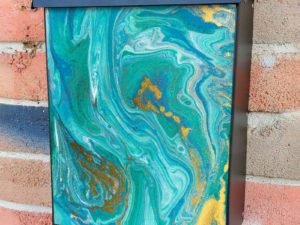 Blue and Gold Color Marble Pattern Colonial Mailbox Cover