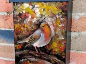 Red Robin Bird in the Forest Colonial Mailbox Cover