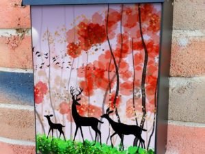 Deer Family Silhouette Colonial Mailbox Cover