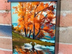 Beautiful Autumn Swans Colonial Mailbox Cover